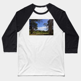 Blue Sky and Fluffy clouds in the Vineyard - Adelaide Hills - Fleurieu Peninsula by Avril Thomas Baseball T-Shirt